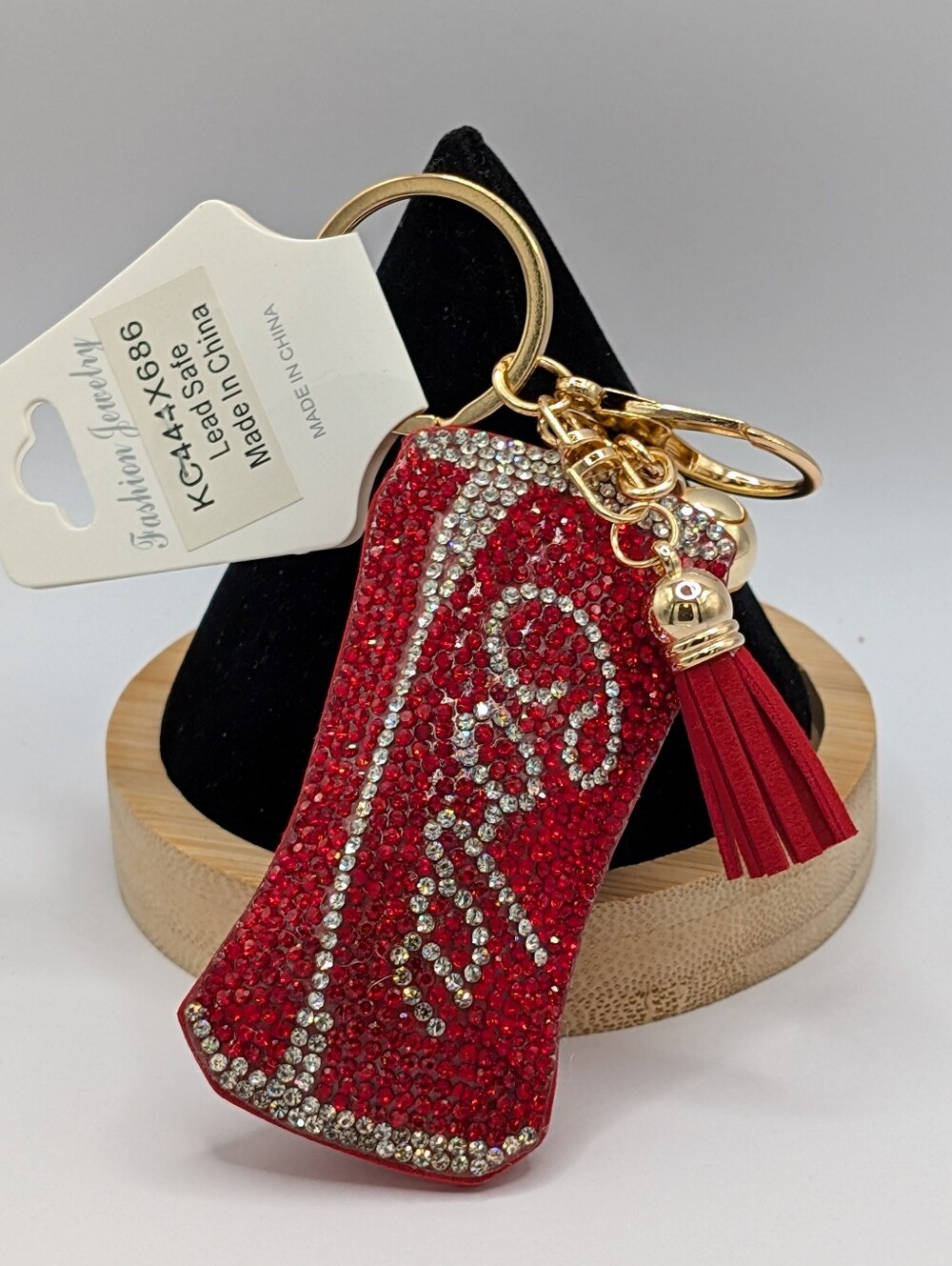 Red Rhinestone Soda Can Bag Charm/ Keychain with Tassel